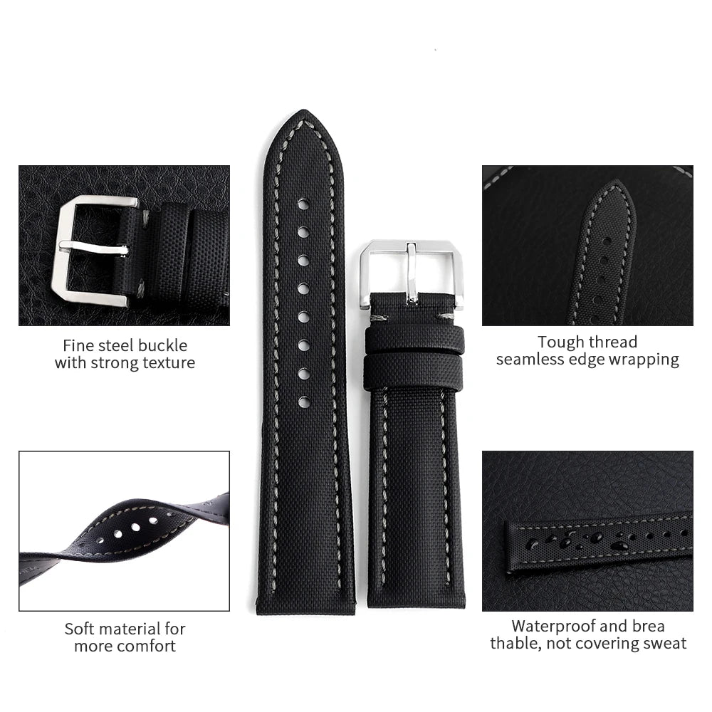 Sailcloth Waterproof Watchband 18Mm 19Mm 20Mm 21Mm 22Mm 23Mm 24Mm Quick Release Straps for Omega Blancpain Seiko Divers Watches